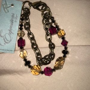 Purple and gold crystal bracelet